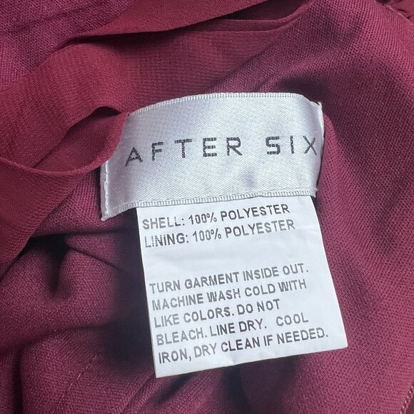 After Six 1570 Size 2 Burgundy Tie-Shoulder Bustier Ruffle Hem Maxi Dress NEW - Picture 7 of 12